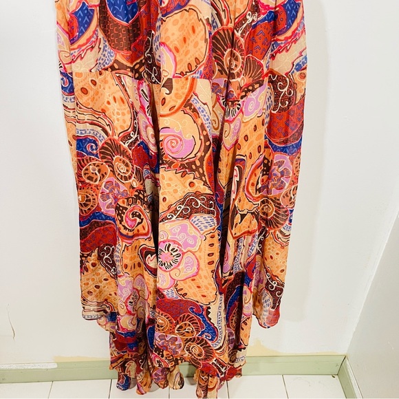 NEW A.L.C. Lucia Maxi Dress Terracotta Paisley Silk Bohemian Wedding Resort - Picture 7 of 10